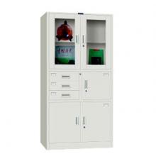 成都连体偏三抽开门书柜铁皮柜钢柜